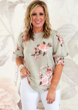 Load image into Gallery viewer, You Deserve Flowers Top - Sage - FINAL SALE

