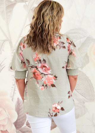 You Deserve Flowers Top - Sage - FINAL SALE