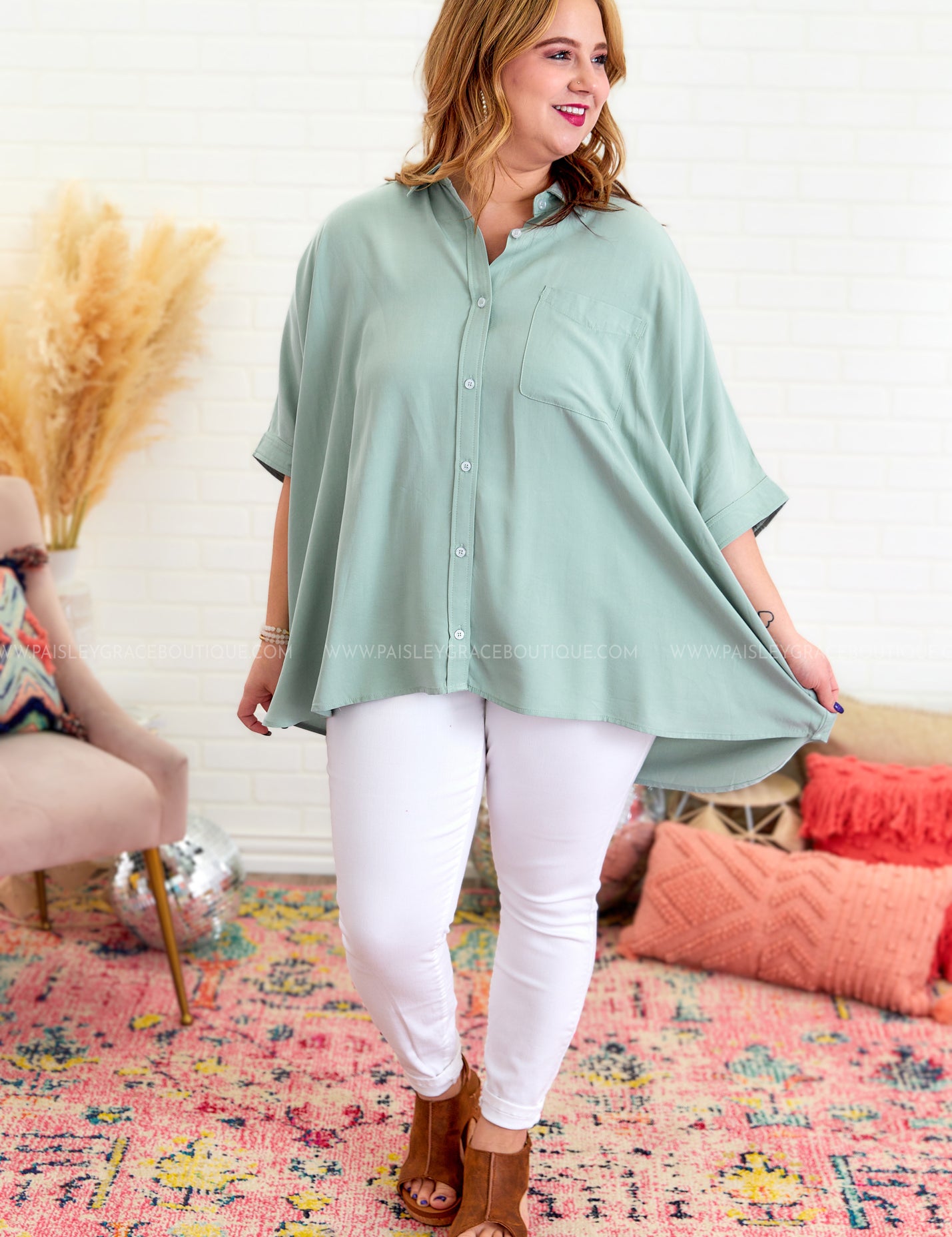 Off Into the Sunset Top - Sage - LAST ONES FINAL SALE