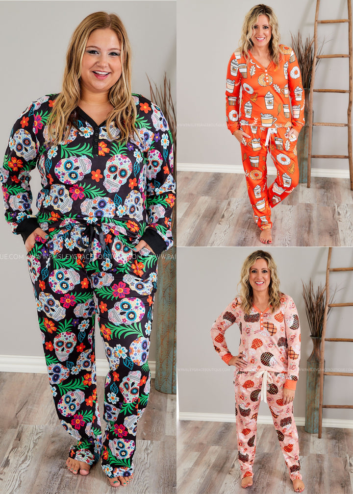 Autumn Dreams Pajama Set - 3 Prints  - FINAL SALE