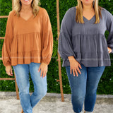 Beloved Darling Top- Camel or Charcoal. - LAST ONES FINAL SALE