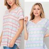 Short Sleeve Striped Top - 2 COLORS - LAST ONES FINAL SALE