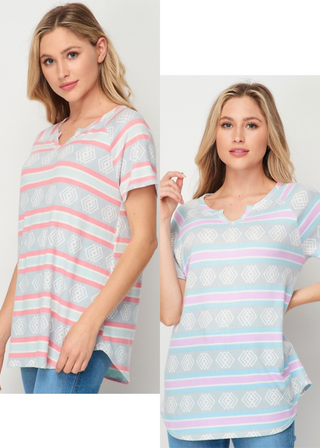 Short Sleeve Striped Top - 2 COLORS - LAST ONES FINAL SALE