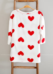 Ivory with Red Hearts Top - FINAL SALE