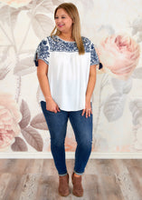 Load image into Gallery viewer, Felicity Embroidered Top - Navy - FINAL SALE
