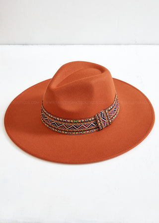 Krissy Flat Brim Hat - Rust - FINAL SALE