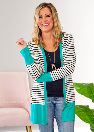 Karma Cardigan - TEAL - FINAL SALE