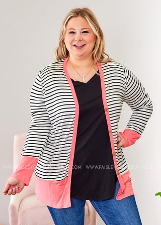 Karma Cardigan -CORAL  - FINAL SALE