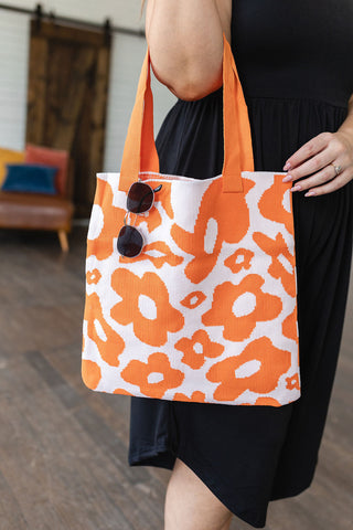 Lazy Daisy Knit Bag in Orange - MONDAY MAGIC