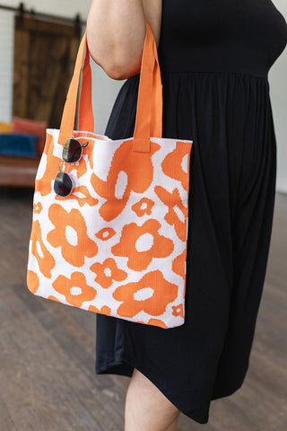 Lazy Daisy Knit Bag in Orange - MONDAY MAGIC