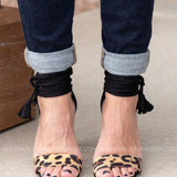 Leopard Suede Tassel Heel-BLACK - LAST ONES FINAL SALE