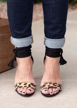 Leopard Suede Tassel Heel-BLACK - LAST ONES FINAL SALE