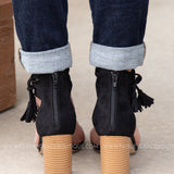 Leopard Suede Tassel Heel-BLACK - LAST ONES FINAL SALE