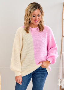 Maple Sweater by Mud Pie - Pink/Ivory - FINAL SALE