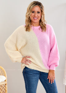 Maple Sweater by Mud Pie - Pink/Ivory - FINAL SALE