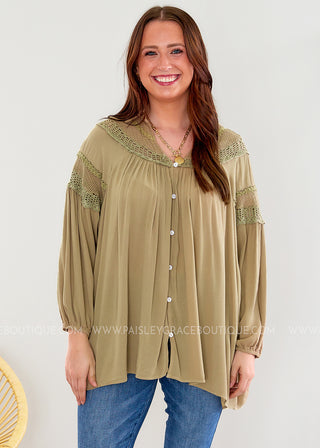 So Into You Top - Dusty Olive - FINAL SALE