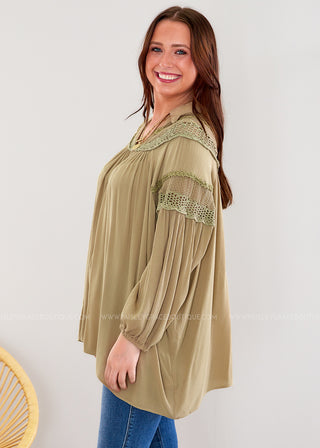 So Into You Top - Dusty Olive - FINAL SALE