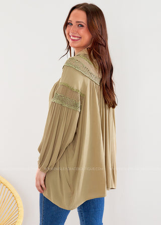 So Into You Top - Dusty Olive - FINAL SALE