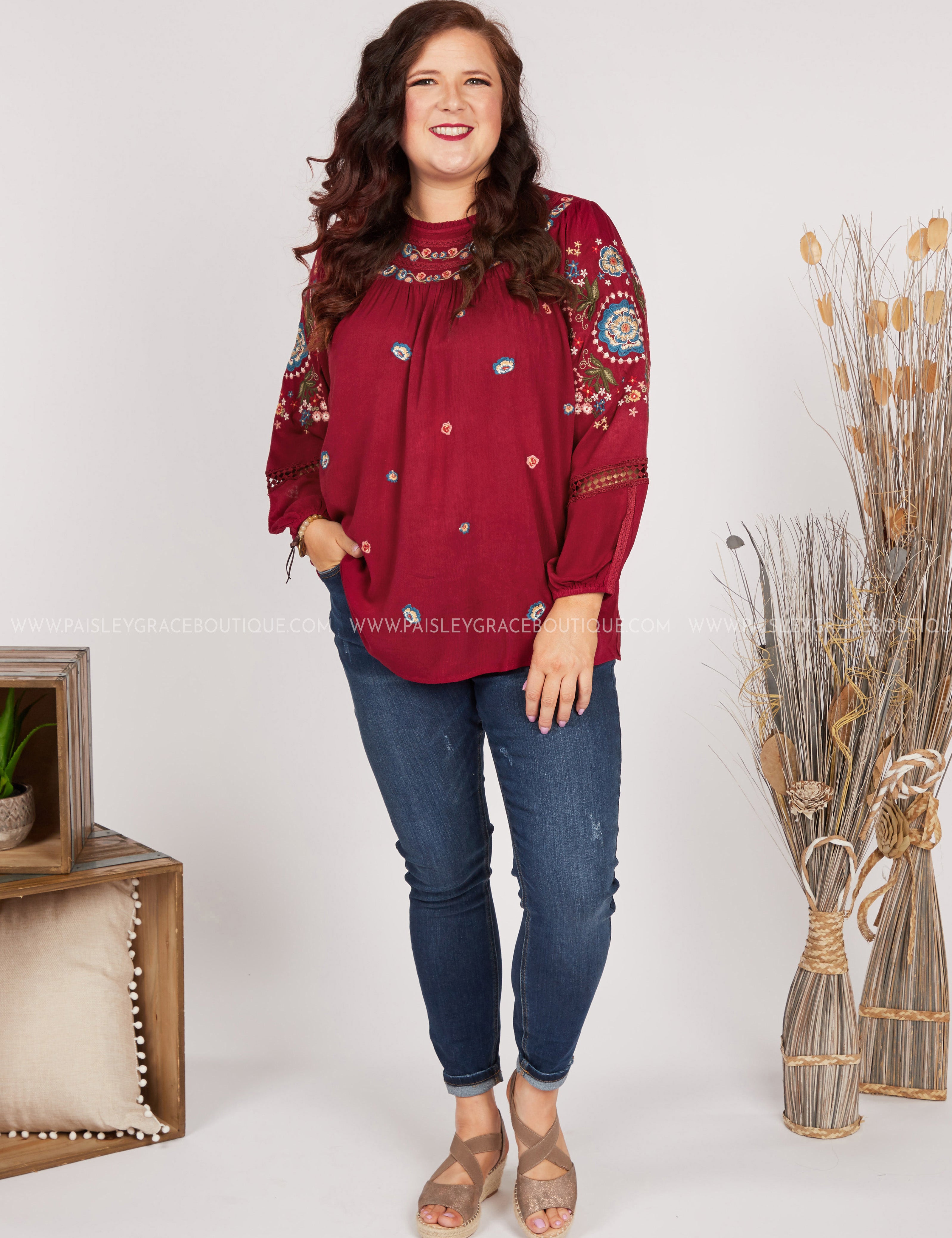 Wine About It Embroidered Top - LAST ONES FINAL SALE
