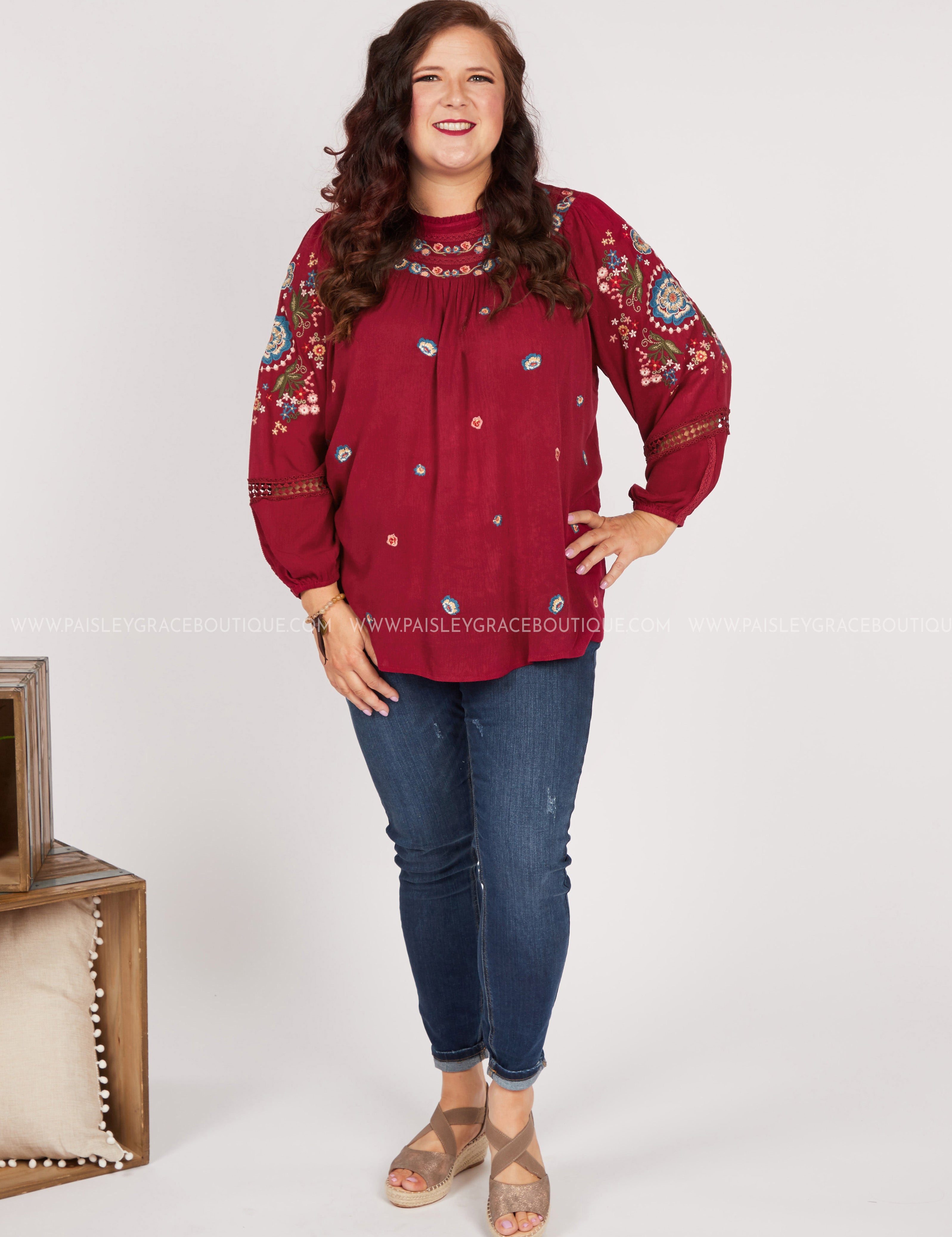 Wine About It Embroidered Top - LAST ONES FINAL SALE