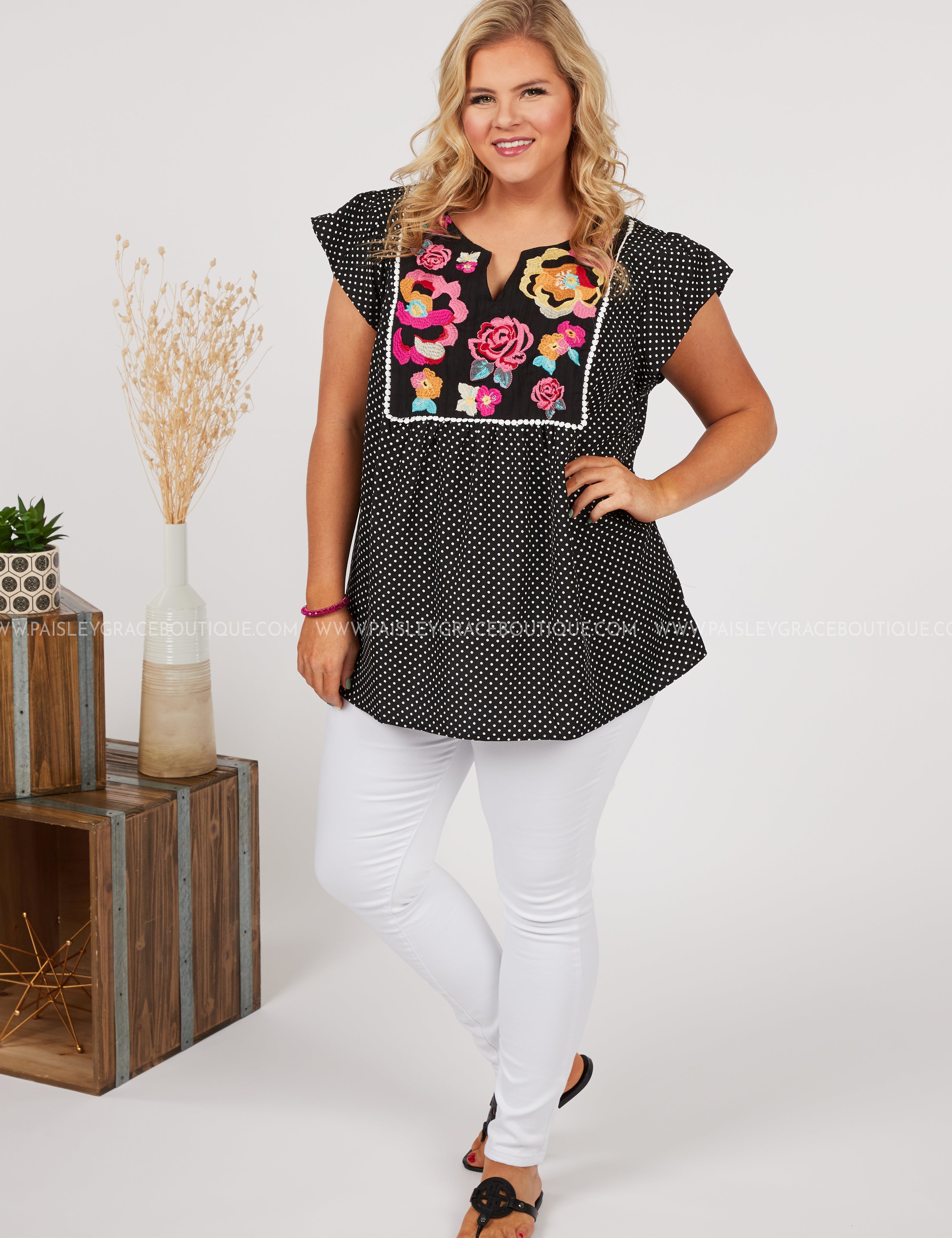 Resilient Rose Embroidered Top - LAST ONES FINAL SALE