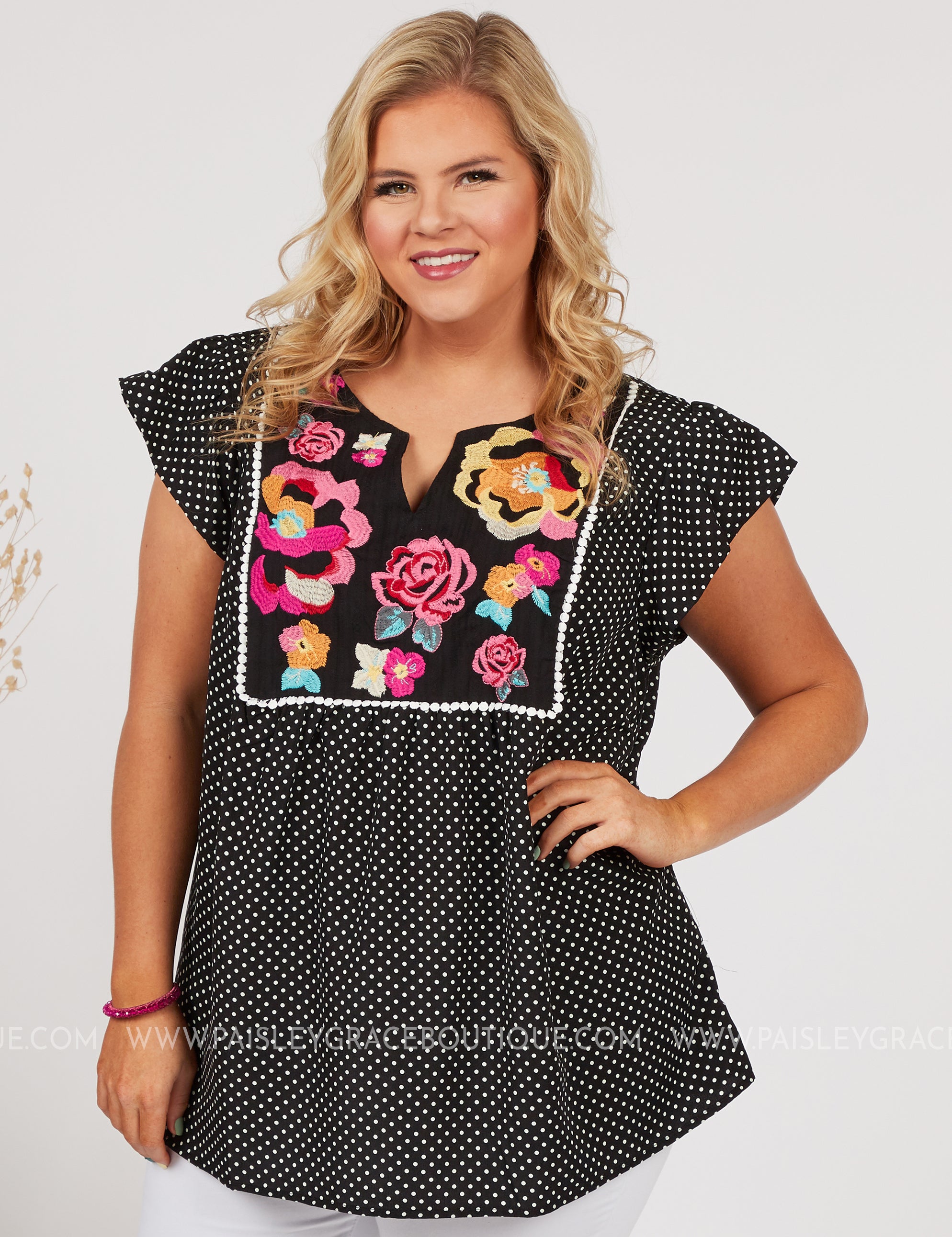 Resilient Rose Embroidered Top - LAST ONES FINAL SALE