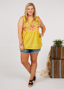 Patio Party Embroidered Top  - FINAL SALE