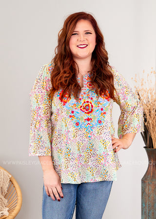 CeCe Embroidered Top  - FINAL SALE