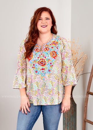 CeCe Embroidered Top  - FINAL SALE