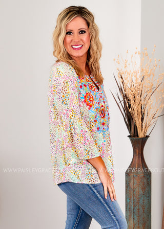 CeCe Embroidered Top  - FINAL SALE