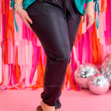 Miley Pleather Joggers - Black - LAST ONES FINAL SALE