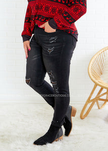 Irene Distressed Black Jeans - FINAL SALE