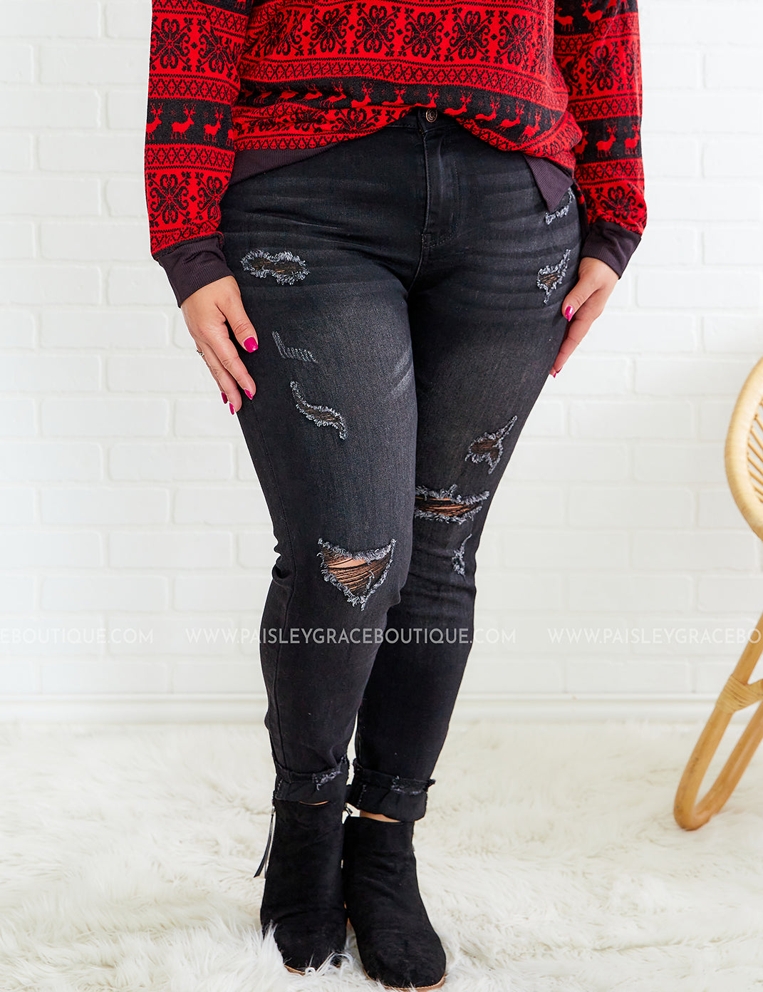 Irene Distressed Black Jeans* LAST ONES FINAL SALE *