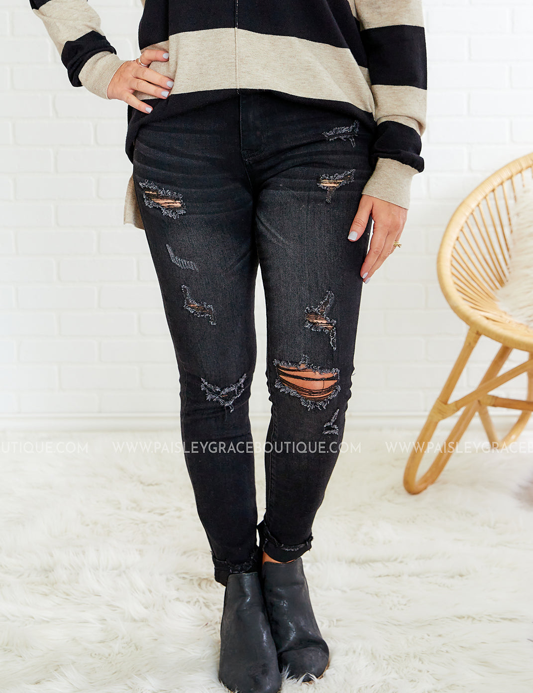Irene Distressed Black Jeans* LAST ONES FINAL SALE *