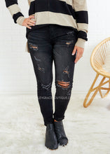 Load image into Gallery viewer, Irene Distressed Black Jeans - FINAL SALE
