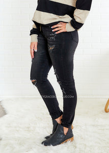 Irene Distressed Black Jeans - FINAL SALE