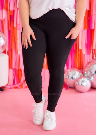 Taylor Ribbed Leggings - Black - FINAL SALE