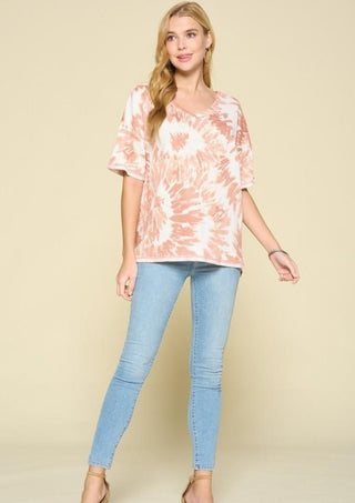 Coral Tie Dye Top - LAST ONES FINAL SALE