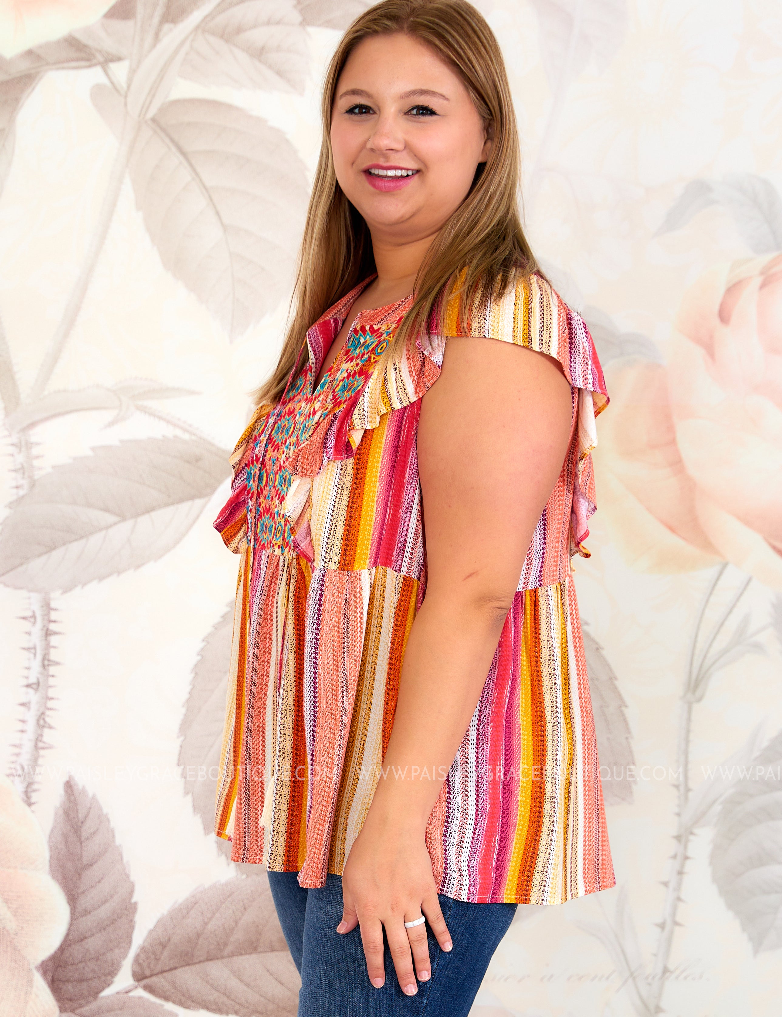 Sangria Sunrise Embroidered Top - LAST ONES FINAL SALE