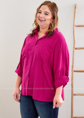 Cause No Drama Top - Magenta - FINAL SALE