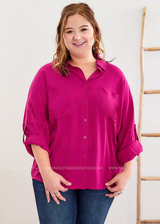 Cause No Drama Top - Magenta - FINAL SALE