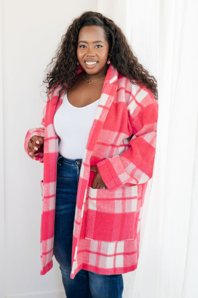 Pink plaid outlet coat