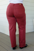 Load image into Gallery viewer, Phoebe High Rise Front Seam Straight Jeans in Burgundy
