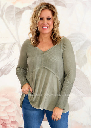 Ella Mae Top - Olive - FINAL SALE