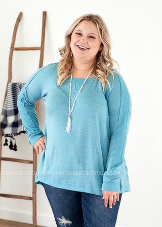 Calm & Collected Top- BLUE  - LAST ONE FINAL SALE