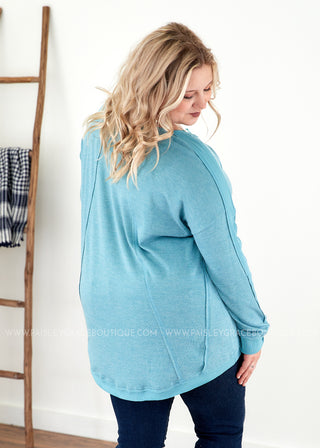 Calm & Collected Top- BLUE  - LAST ONE FINAL SALE