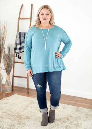 Calm & Collected Top- BLUE  - LAST ONE FINAL SALE