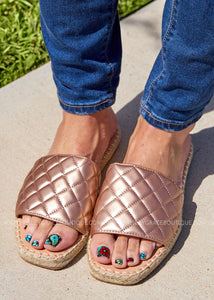 Quilted Slides- ROSE GOLD - FINAL SALE CLEARANCE