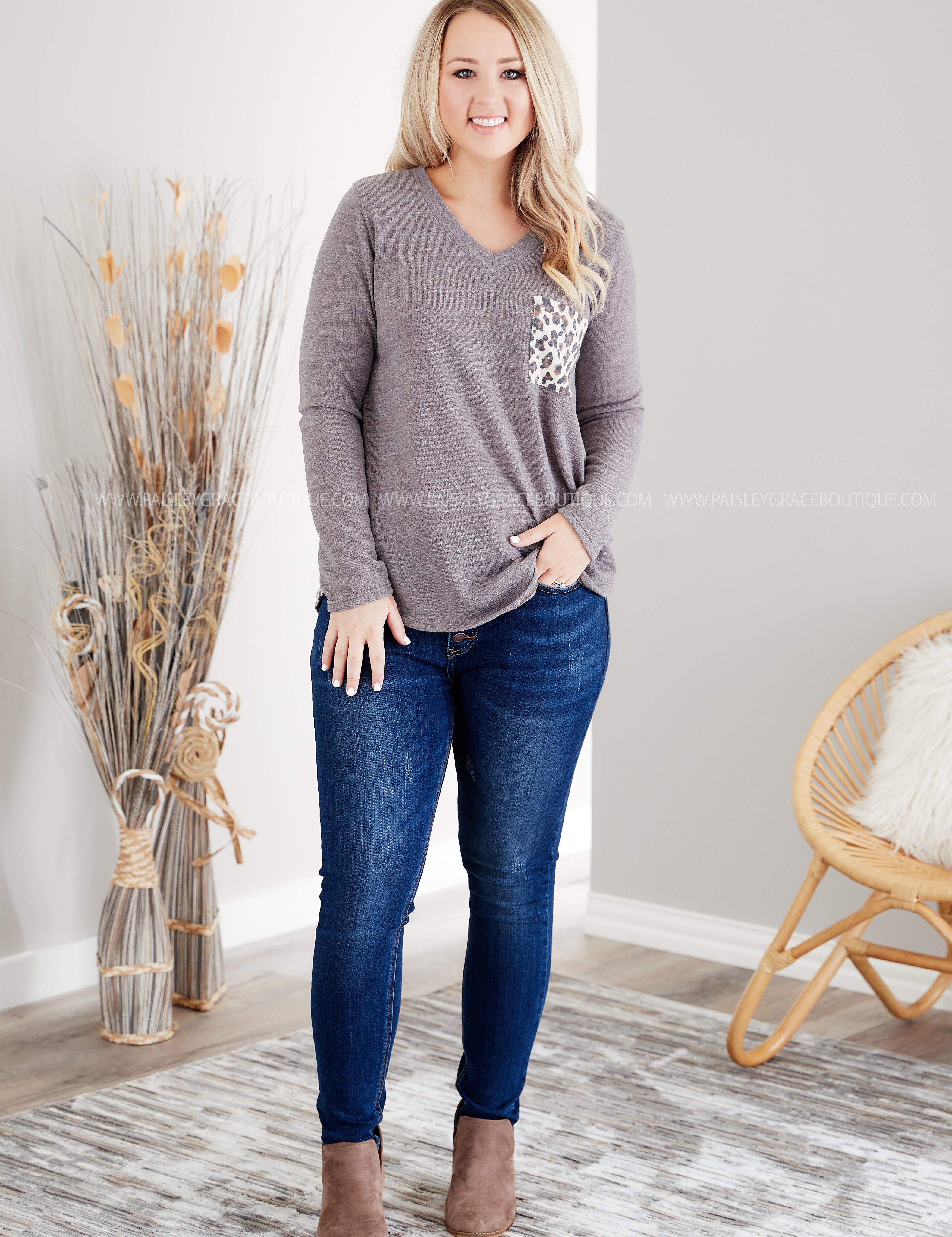 Wild Over You Top- TAUPE- LAST ONES FINAL SALE