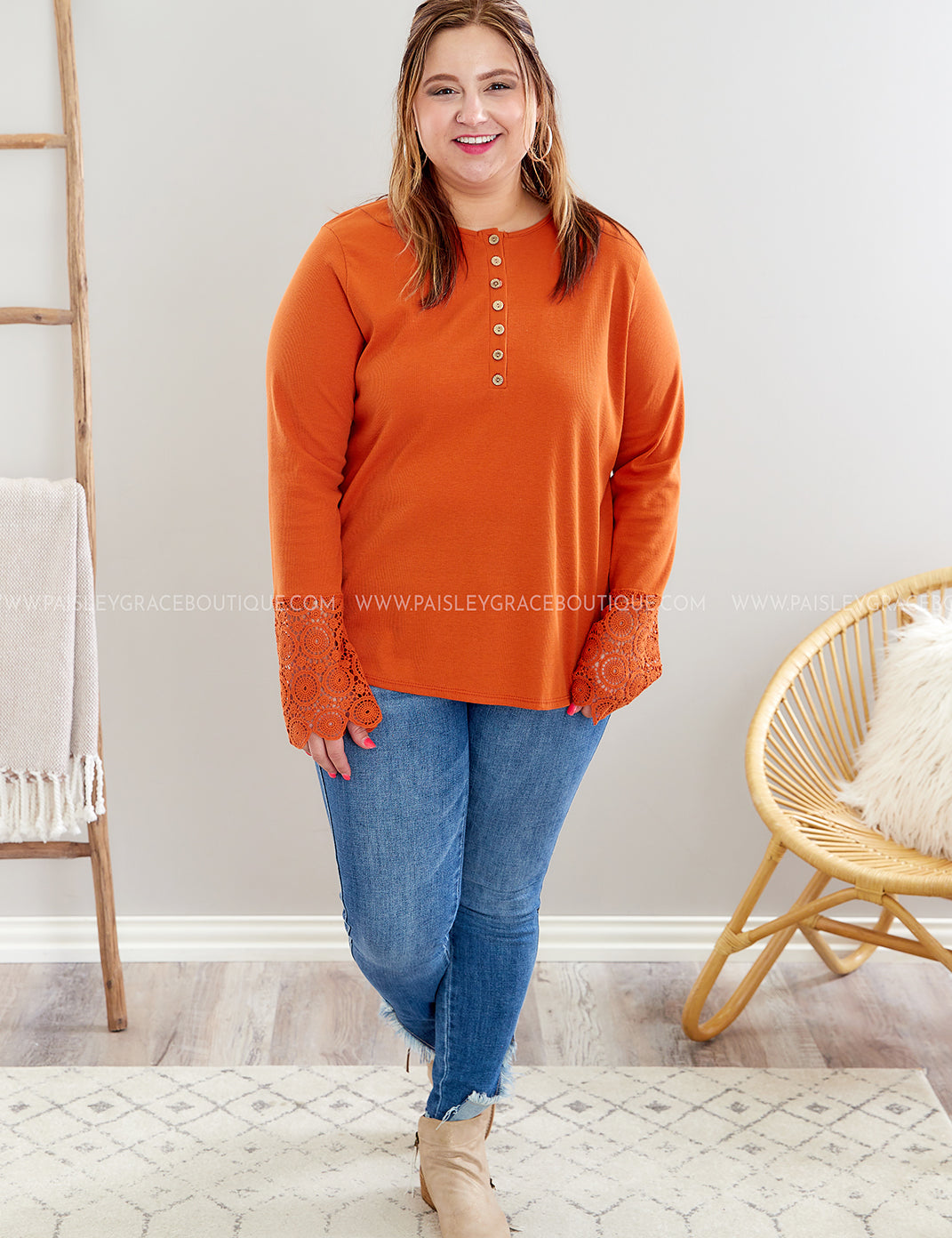 Autumn Day Daze Top - Rust - LAST ONES FINAL SALE